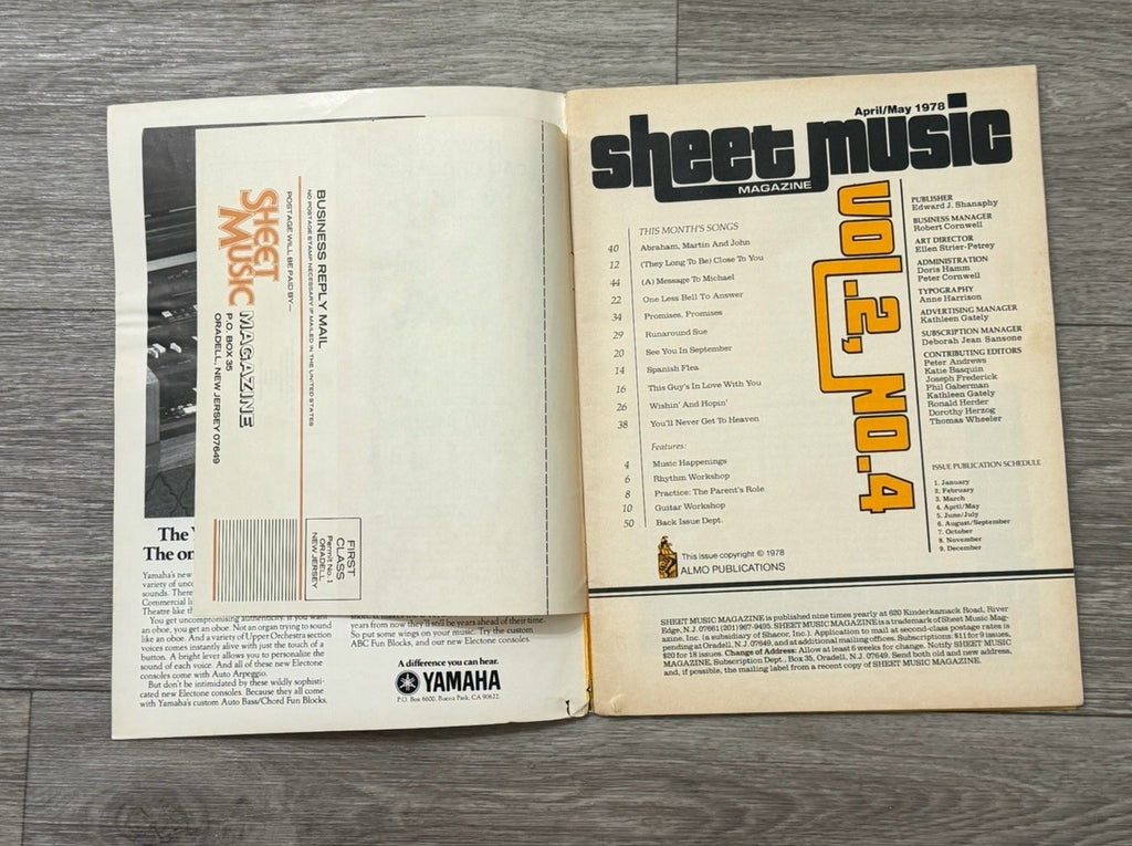 Sheet Music Magazine Archive Issue April 1978 Burt Bacharach & Hal David RARE!