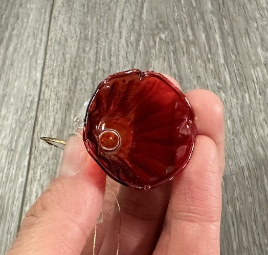 Blown Glass Angel Ornament With Red Heart & Gold Trimmed Wings 2.5"