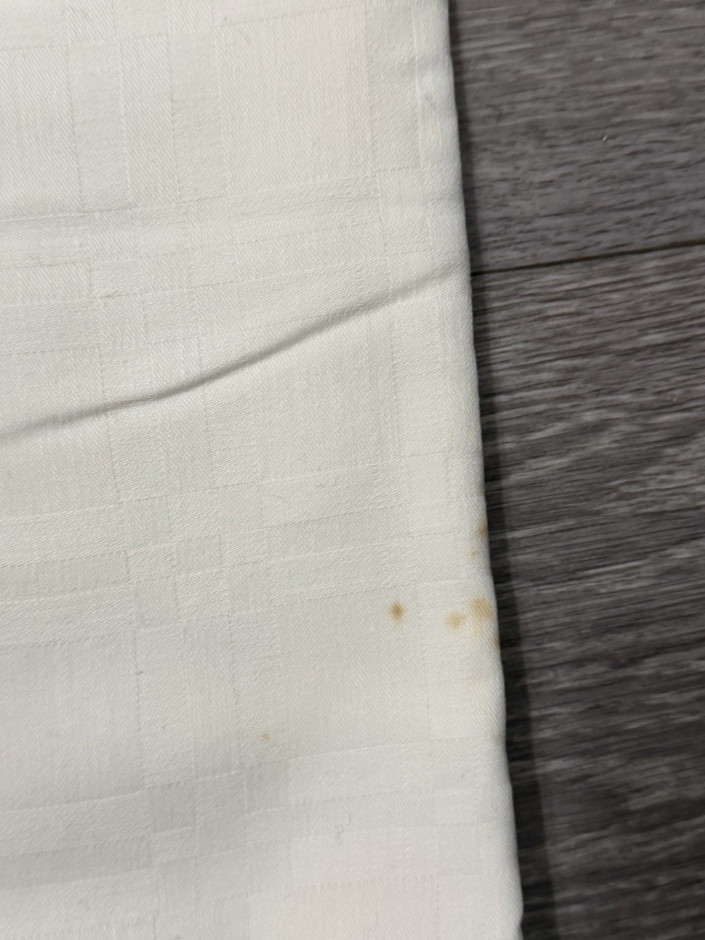 Vintage White Tablecloth 55” X 47” Stained