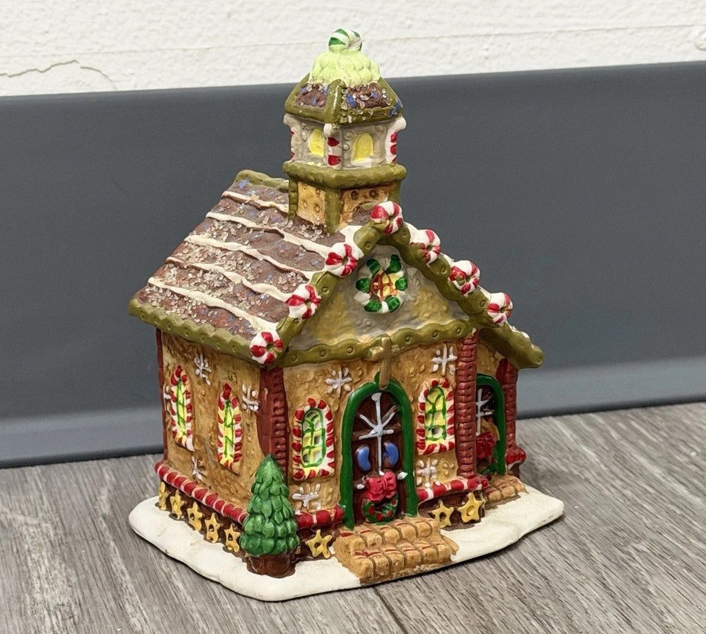 Ginger Frost Lane 2005 Christmas House Church Porcelain Ceramic 5” Tall