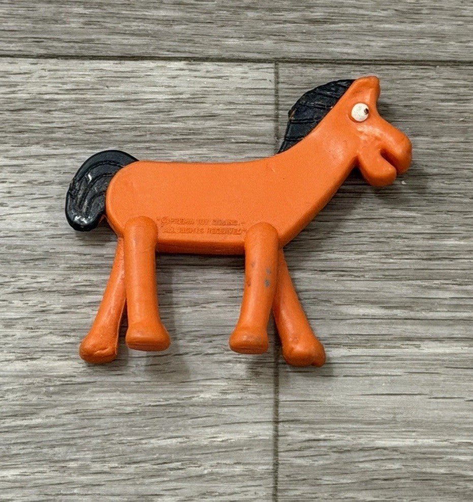 Vintage Prema Toys Gumby POKEY Orange Horse 2.5” Long Super-Flex Figure