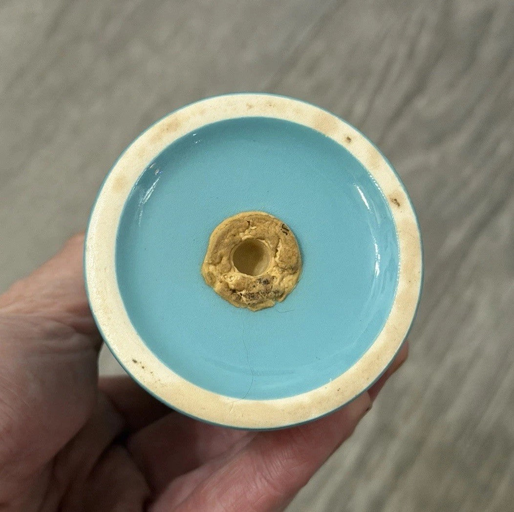 Mid-century Cera-Stone Salt Shaker 4.75” Light Blue