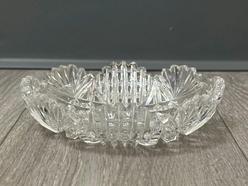 VNT Brilliant Cut Crystal Sawtooth Edge Low Bowl 6” -  Geometric Pattern