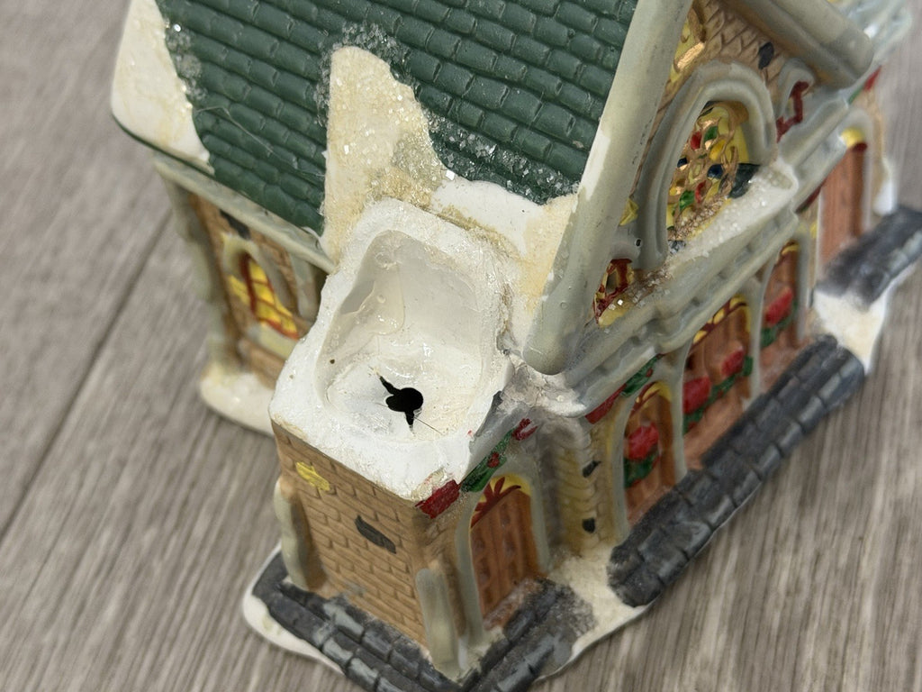BROKEN- Vintage Small Porcelain Church For Christmas Village