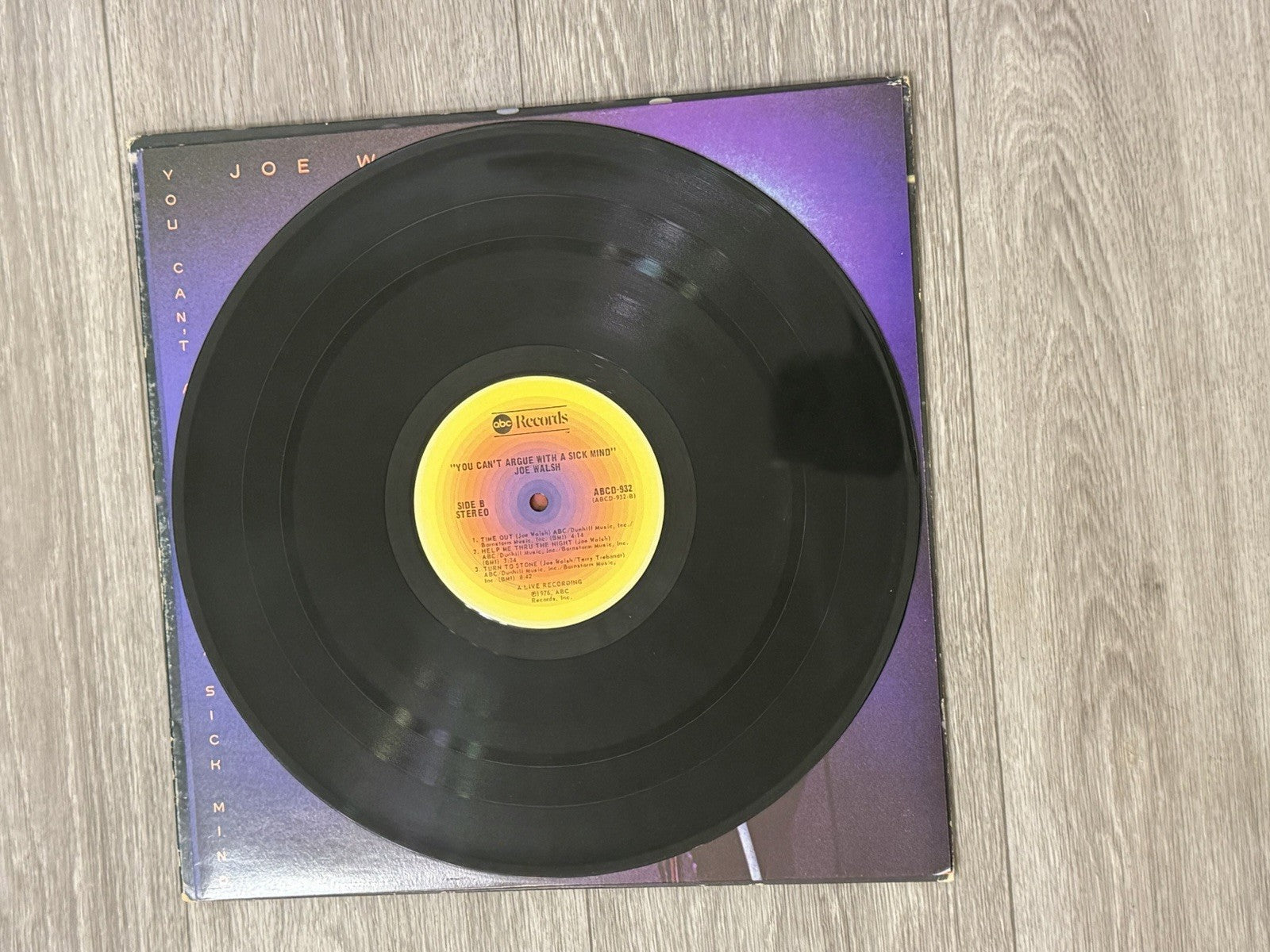 Joe Walsh Vinyl LP Recorded Live You Can't Argue With a Sick Mind ABCD‑932 VG