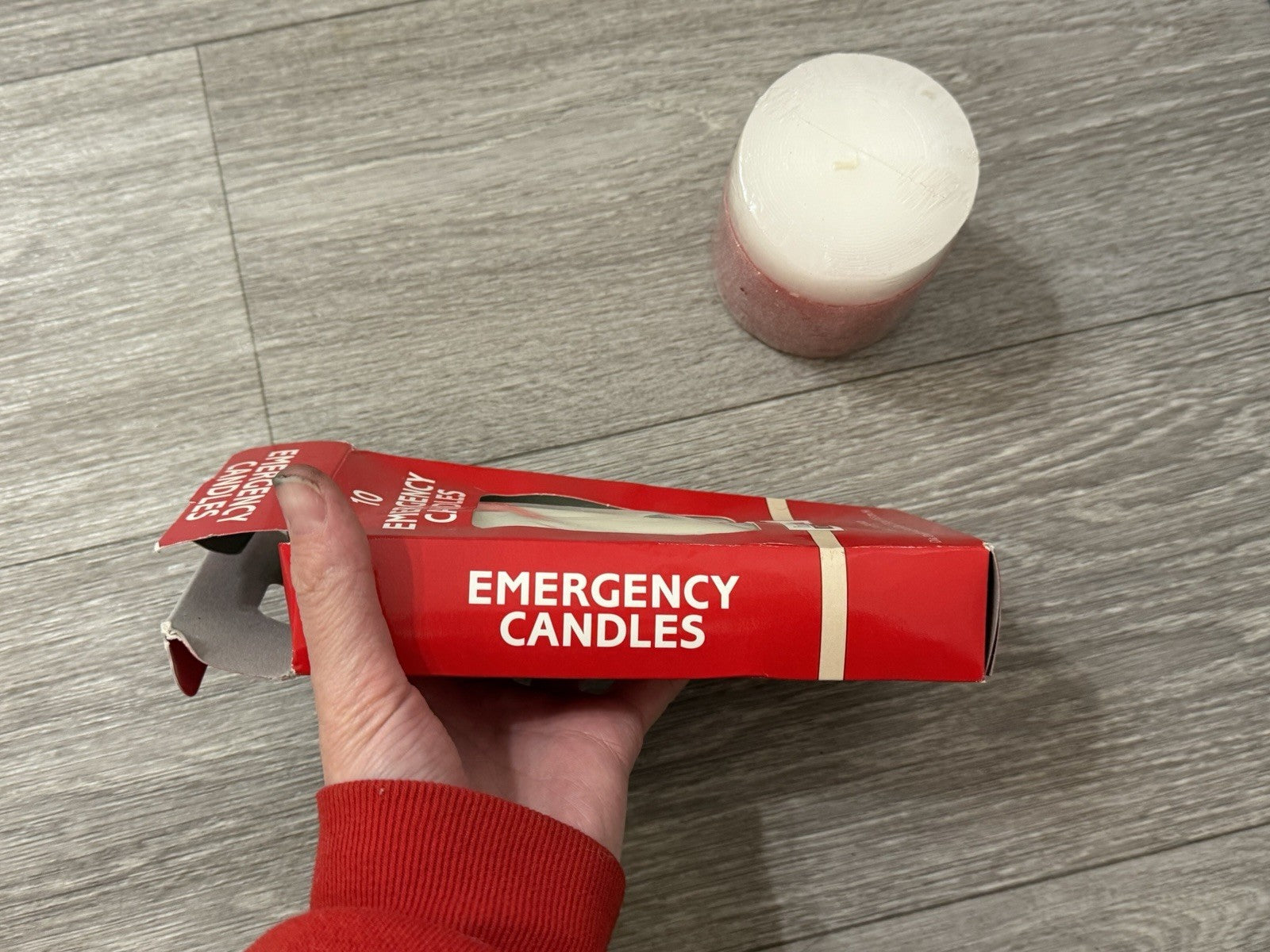 Luminessence Household Emergency Box Of Candles (incomplete) & Red/White Candle