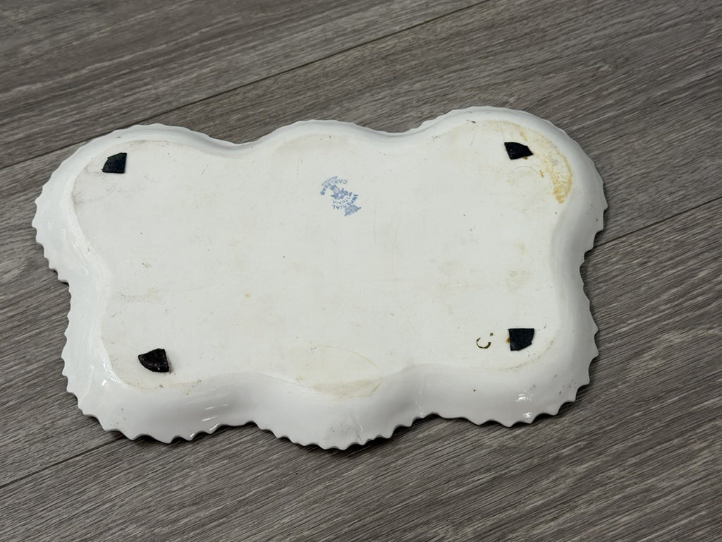 Victoria Carlsbad Austria Dresser Vanity Tray Floral Butterfly Shape Pinks