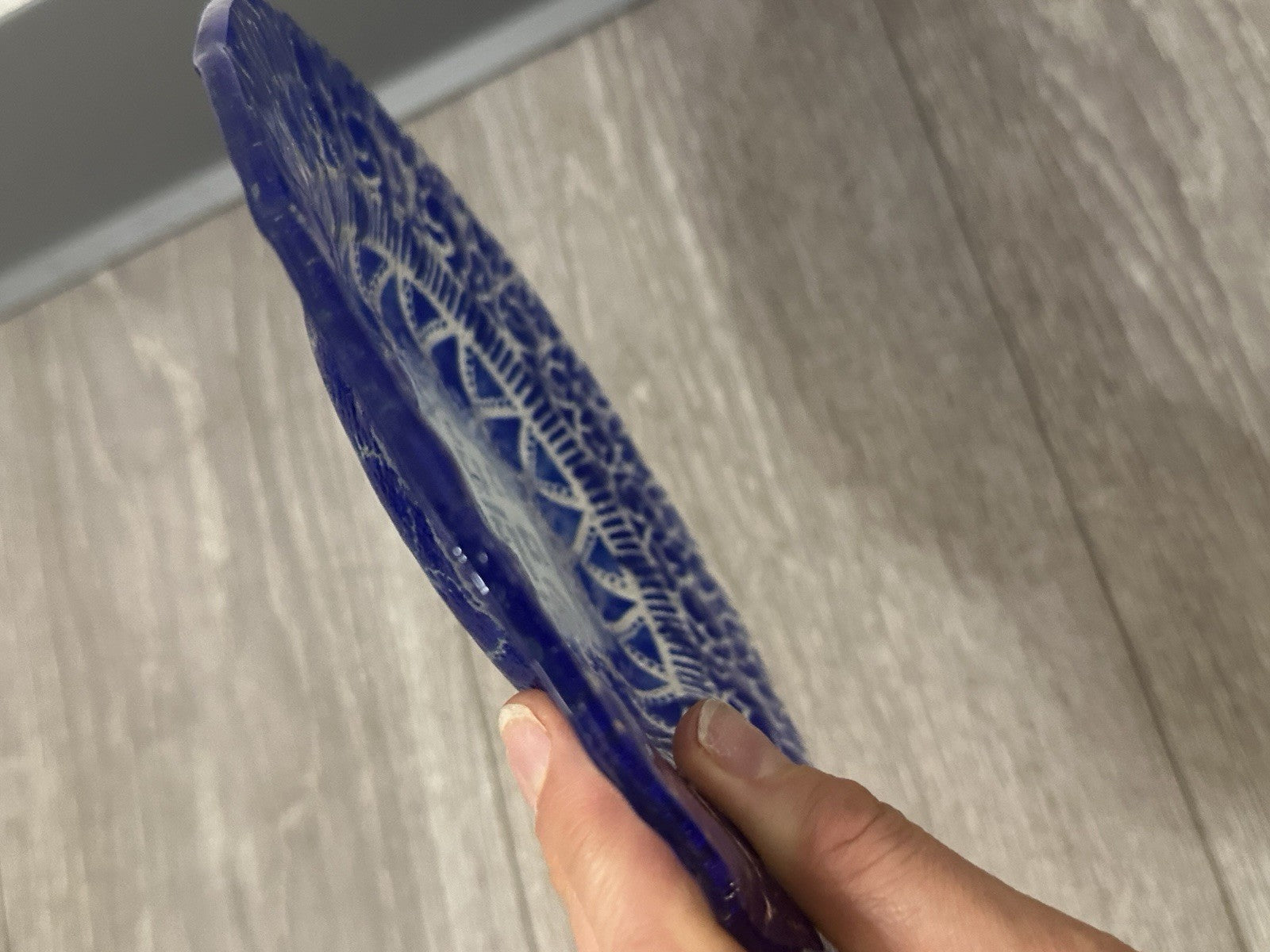 SYDENSTRICKER FUSED ART GLASS HOUSE HOME 38-88 PLATE DISH BLUE