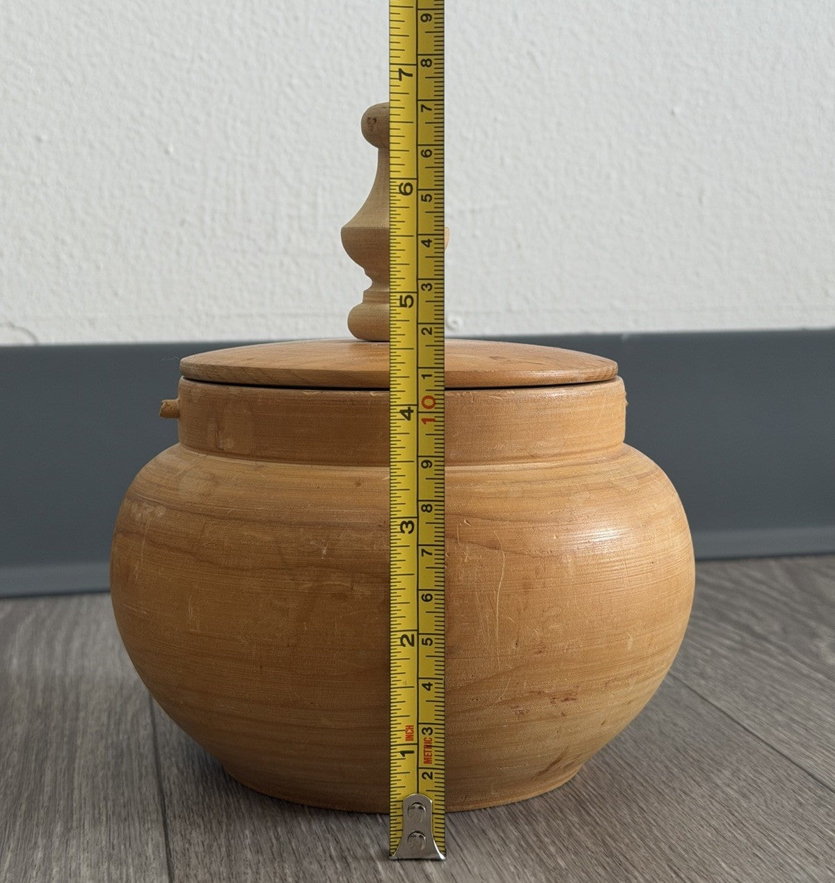 Vintage Wooden Bowl With Lid Trinket Bowl - Hand Turned Wood Jar - Small Storage
