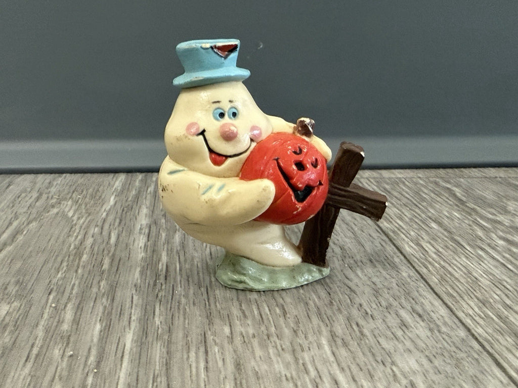 VINTAGE Ghost With Jack O’Lantern Figurine Halloween Plastic