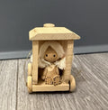 Wooden Christmas Tree Ornament Natural wood train engine