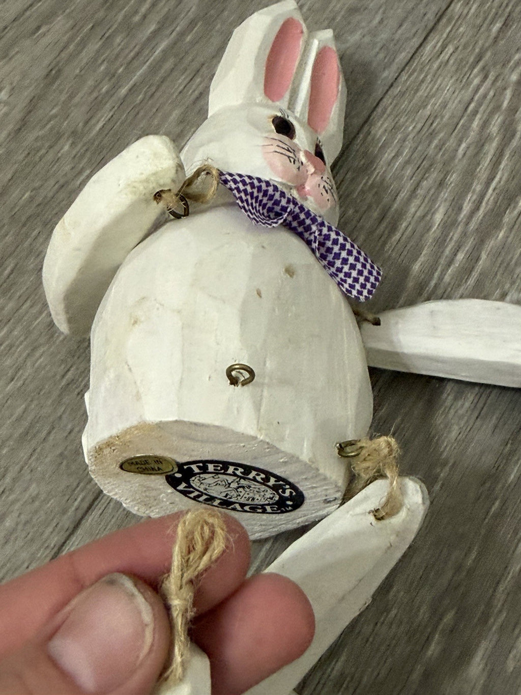 Wooden Bunny Rabbit Shelf Sitter Toy Vintage Terry’s Village Easter Needs Repair