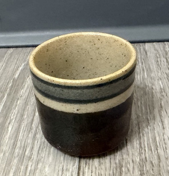 Vintage Japanese Sake Cup Otagiri Original Japan Hand Crafted Brown W/ Lines