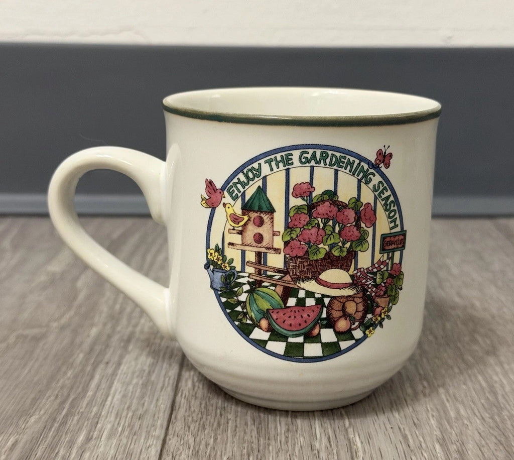 International Tableworks Coffee Mug Stoneware “Enjoy The Gardening Season” VNTG