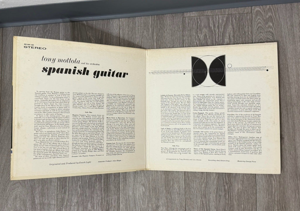 1962 Tony Mottola And His Orchestra Spanish Guitar Vinyl LP Record Gatefold