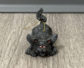Vintage Small 1.75" Scary Resin Black Cat Hanging Ornament
