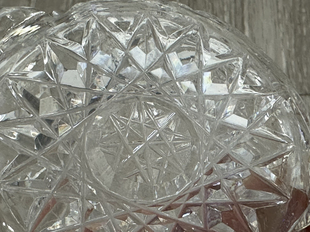 Mid Century Molded Glass Sugar bowl - Fire Polished ABP Style No Seems Starburst