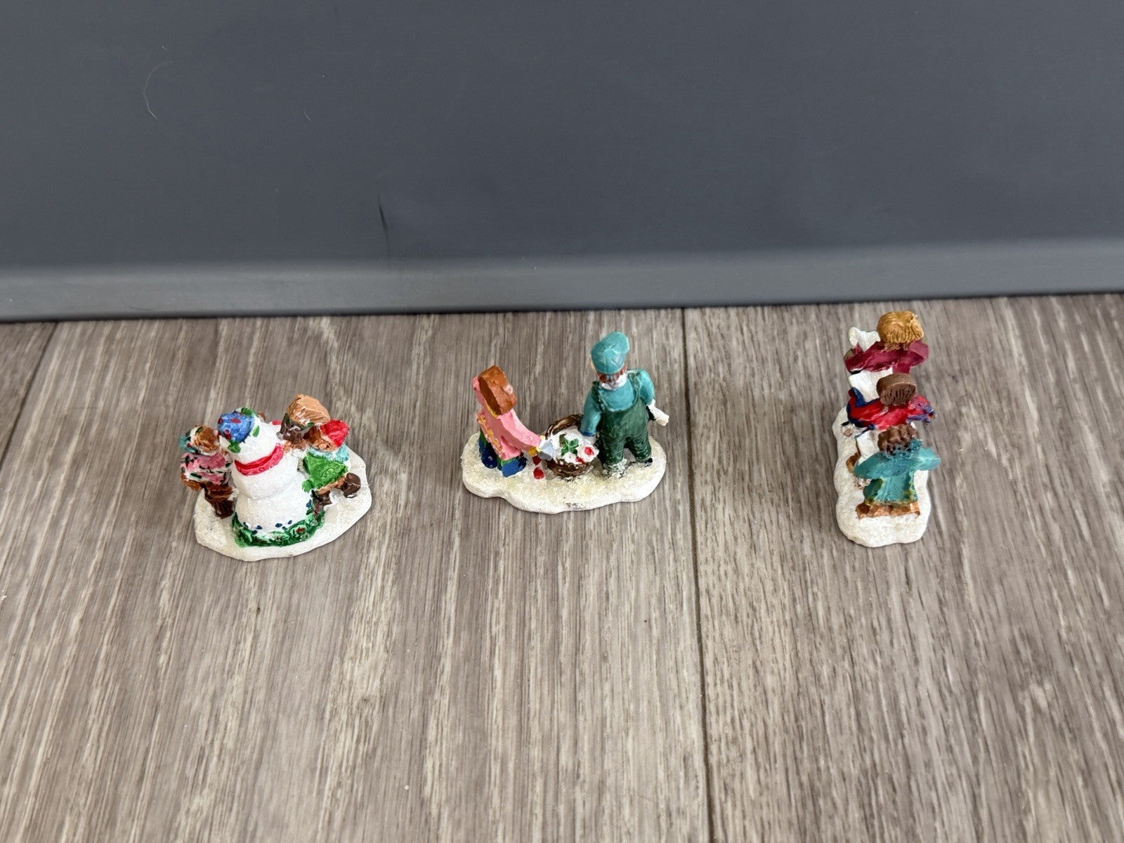 Vintage Christmas Village Gingerbread People Winter Figurines / Lot of 3 Figures