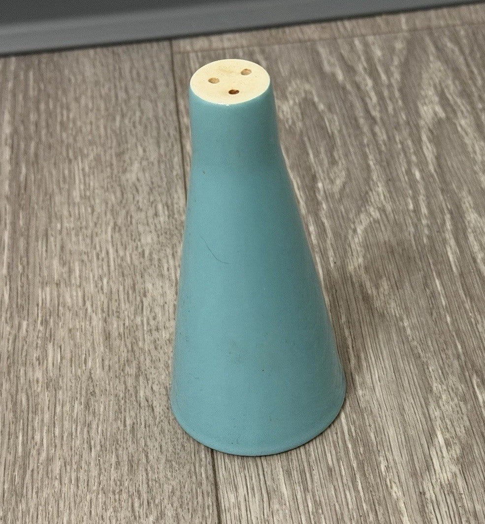 Mid-century Cera-Stone Salt Shaker 4.75” Light Blue