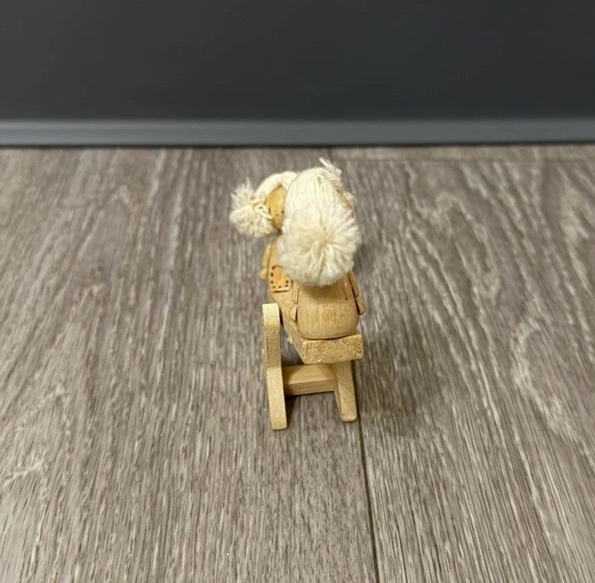 Vintage Wooden See-Saw Christmas Ornament Miniature Wooden Dolls Broken