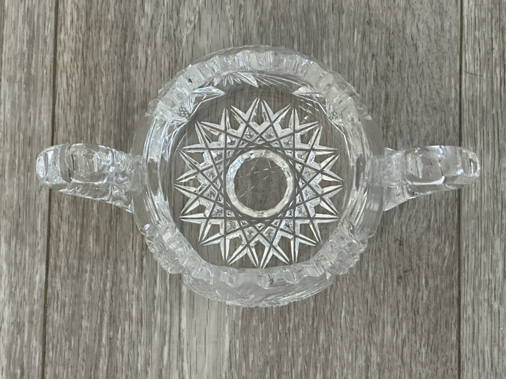 Mid Century Molded Glass Sugar bowl - Fire Polished ABP Style No Seems Starburst