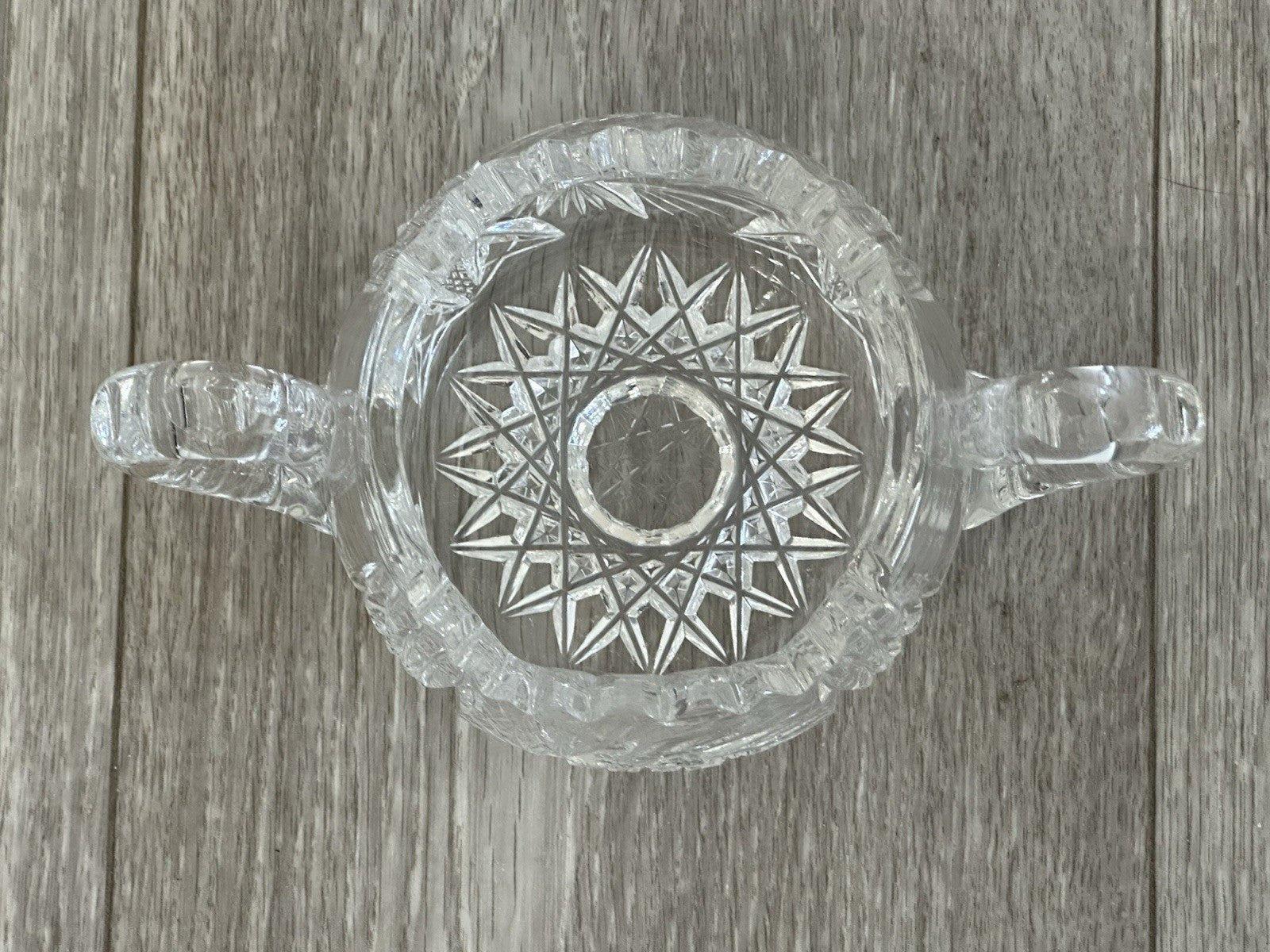 Mid Century Molded Glass Sugar bowl - Fire Polished ABP Style No Seems Starburst