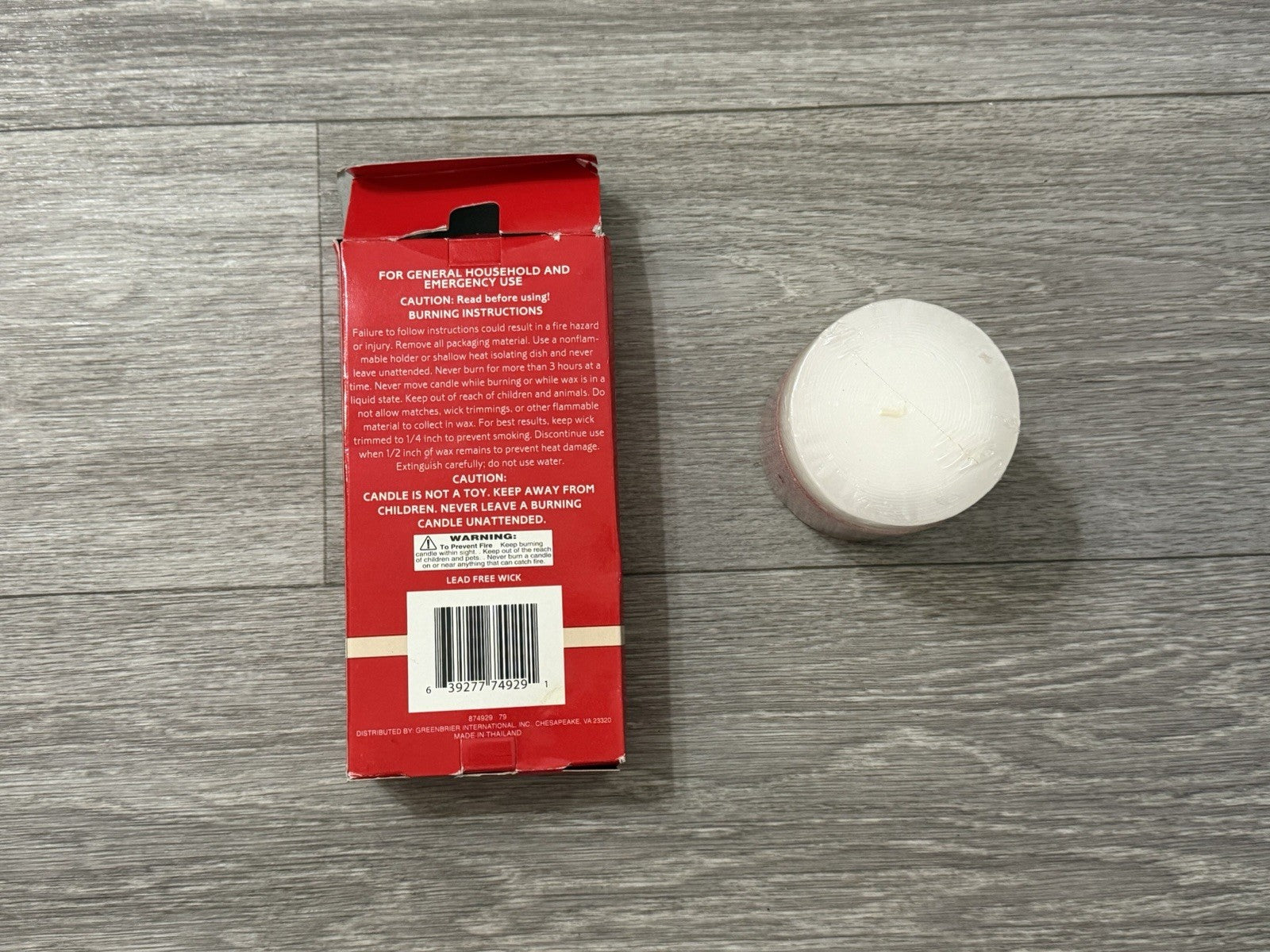 Luminessence Household Emergency Box Of Candles (incomplete) & Red/White Candle