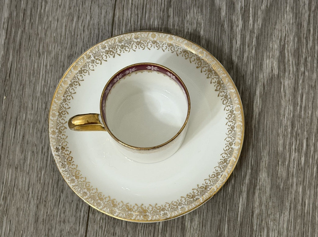 Small Size Antique CT Altwasser Germany Porcelain Tea Cup & Saucer Set Gold Trim