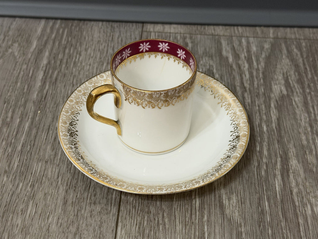 Small Size Antique CT Altwasser Germany Porcelain Tea Cup & Saucer Set Gold Trim