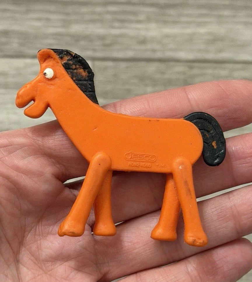 Vintage Prema Toys Gumby POKEY Orange Horse 2.5” Long Super-Flex Figure