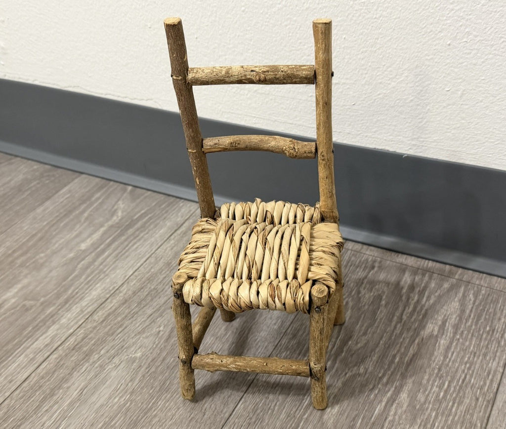 Cute Wood Ladder Back Doll Teddy Bear Chair 10” Tall Does Not Sit Sturdy