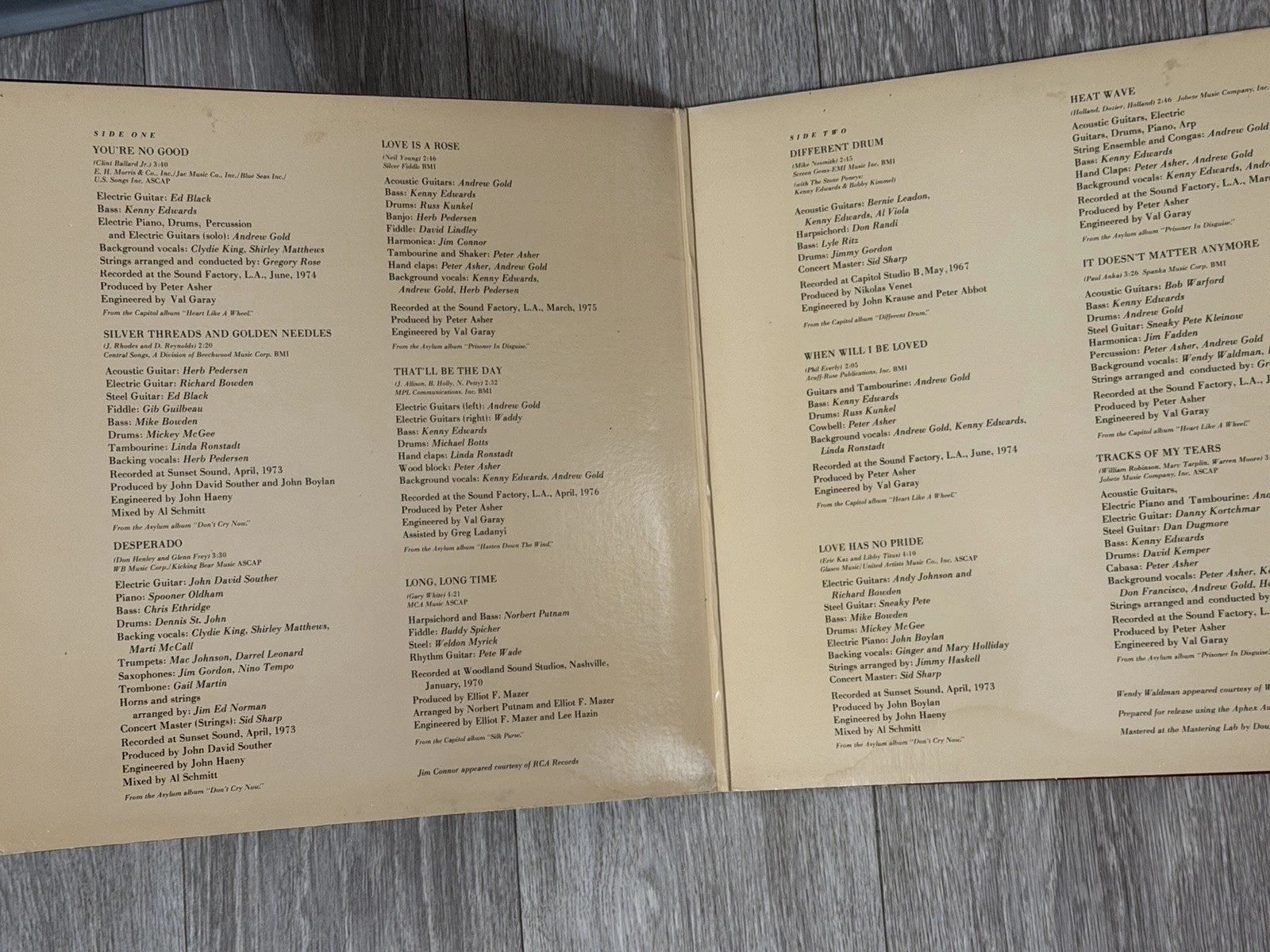 VTG LINDA RONSTADT " GREATEST HITS  "  LP VG Asylum 6E-106 STEREO 1976 Gatefold