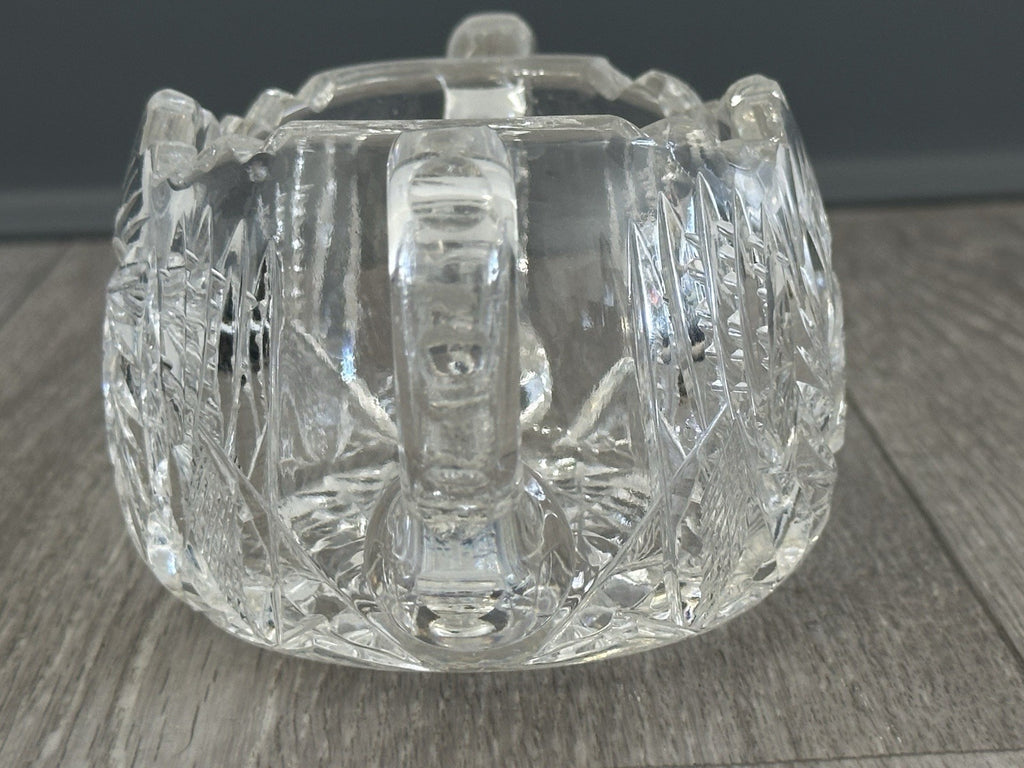Mid Century Molded Glass Sugar bowl - Fire Polished ABP Style No Seems Starburst