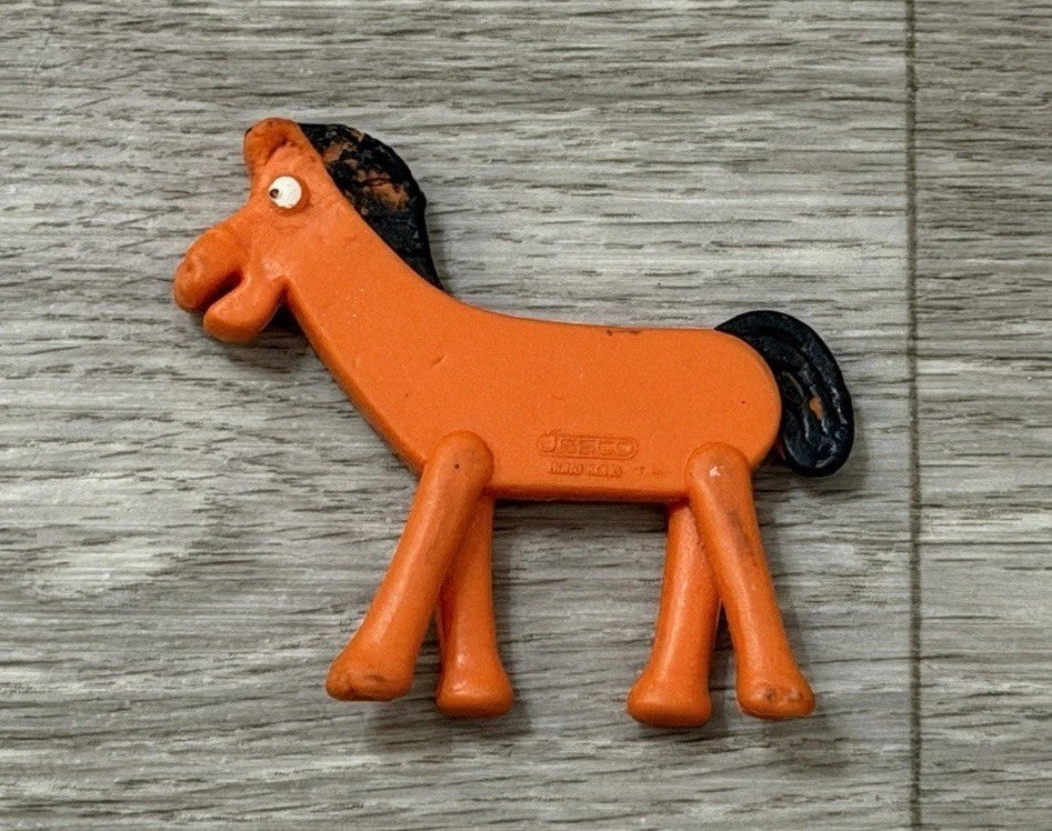 Vintage Prema Toys Gumby POKEY Orange Horse 2.5” Long Super-Flex Figure