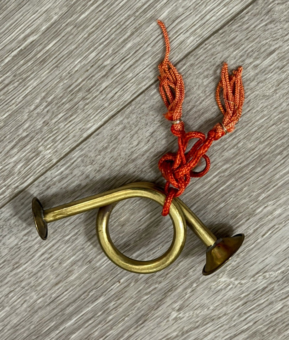 Vintage Brass French Horn Bugle Hanging Decorative Instrument 5.5 in hanging