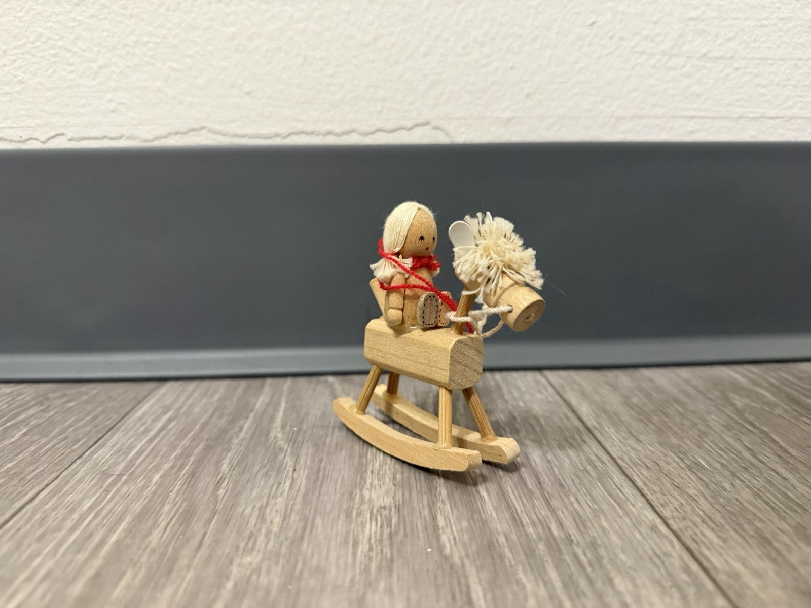 Vintage 1978 RUSS BERRIE Wood Christmas Rocking-horse Ornament Minimalist