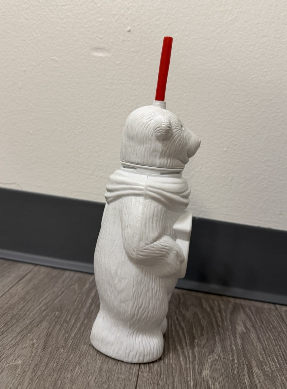 Vintage Coca Cola Polar Bear Water Bottle w/ Red Straw 