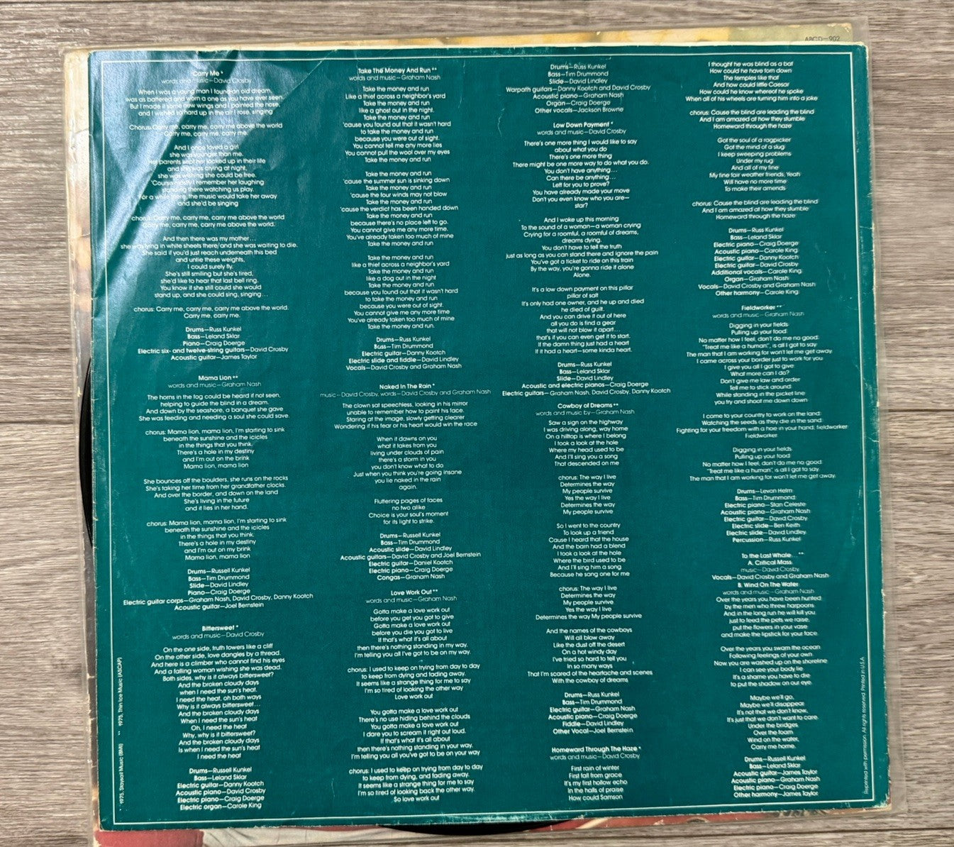 DAVID CROSBY & GRAHAM NASH ( WIND ON THE WATER ) ORIG VINYL LP