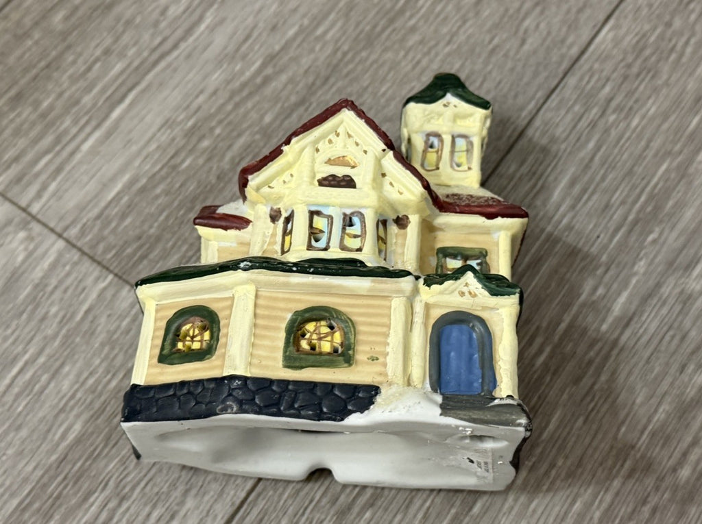 Mini Holiday Time Christmas Village House 3.75” X 4.5” For Tea-light