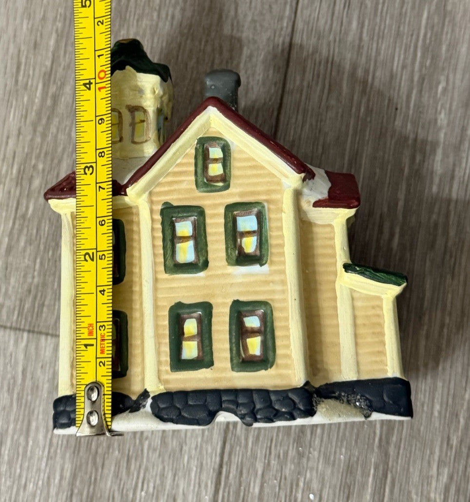 Mini Holiday Time Christmas Village House 3.75” X 4.5” For Tea-light