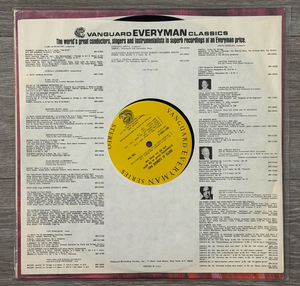 Vintage- ODETTA: At Carnegie Hall VANGUARD Everyman Series LP 33 RPM - SRV 73003