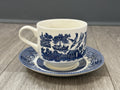 Churchill England Blue Willow Ceramic Teacup & Saucer England HAIRLINE CRACK