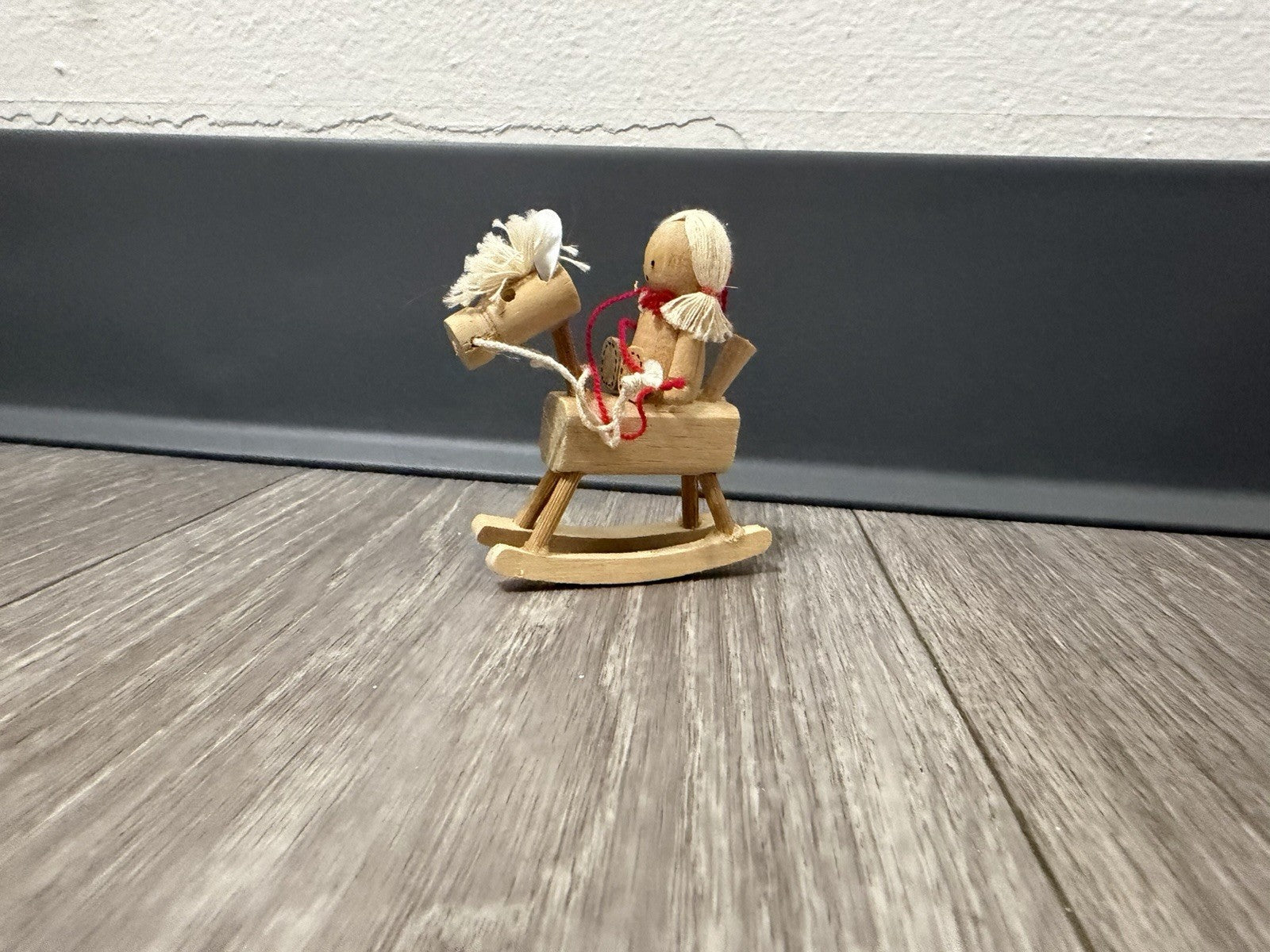 Vintage 1978 RUSS BERRIE Wood Christmas Rocking-horse Ornament Minimalist