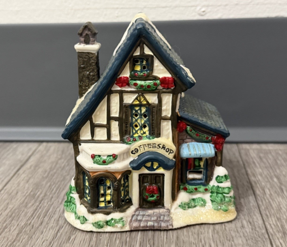 4.5" Tall Ceramic Christmas Village Coffee Shop