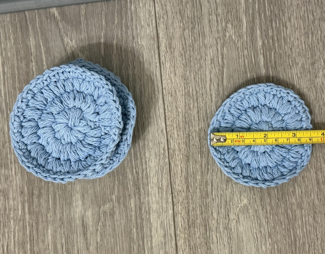 crochet handmade Puff-stitch spa facial pad rounds scrubby reusable soft 5pc set