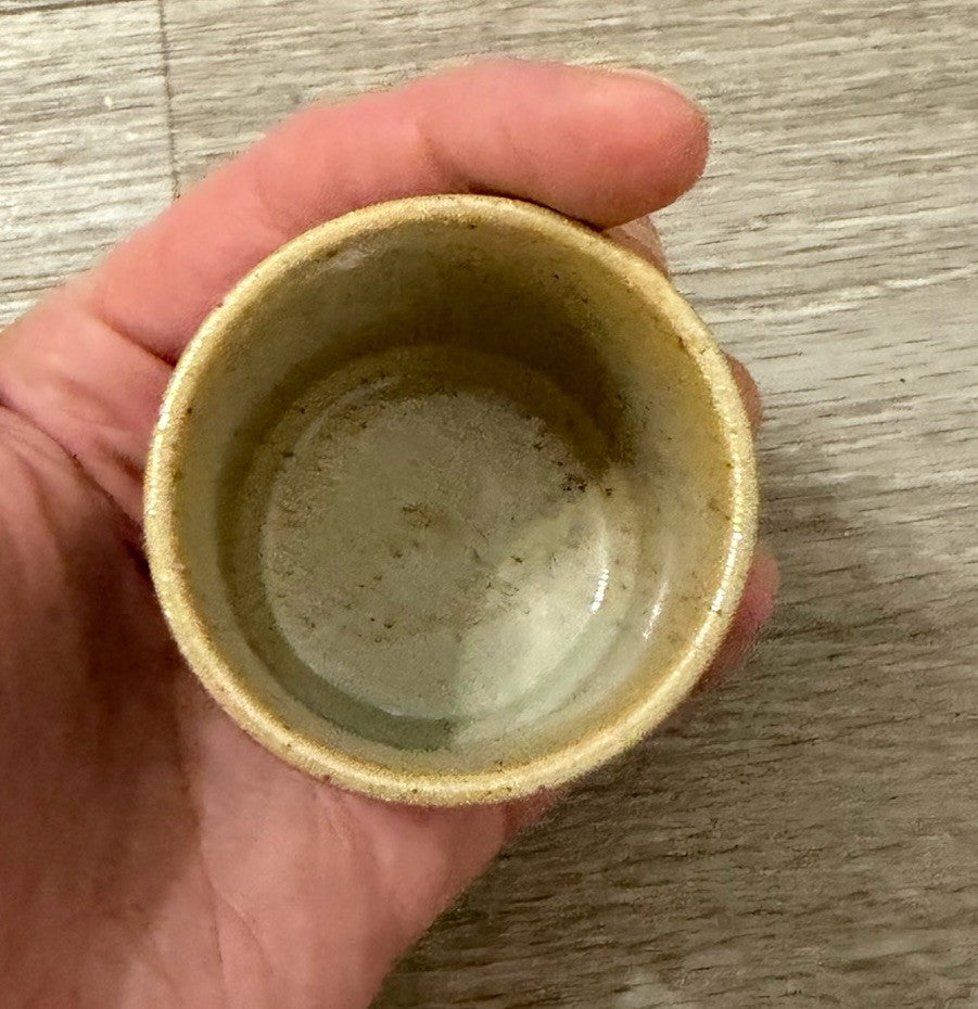 Vintage Japanese Sake Cup Otagiri Original Japan Hand Crafted Brown W/ Lines