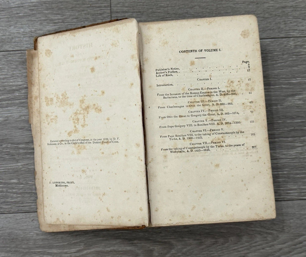 Ant. 1833 Book History of the European Revolutions Vol I Koch Crichton Schoell