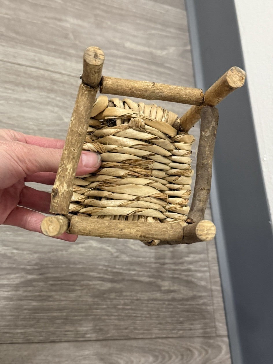 Cute Wood Ladder Back Doll Teddy Bear Chair 10” Tall Does Not Sit Sturdy
