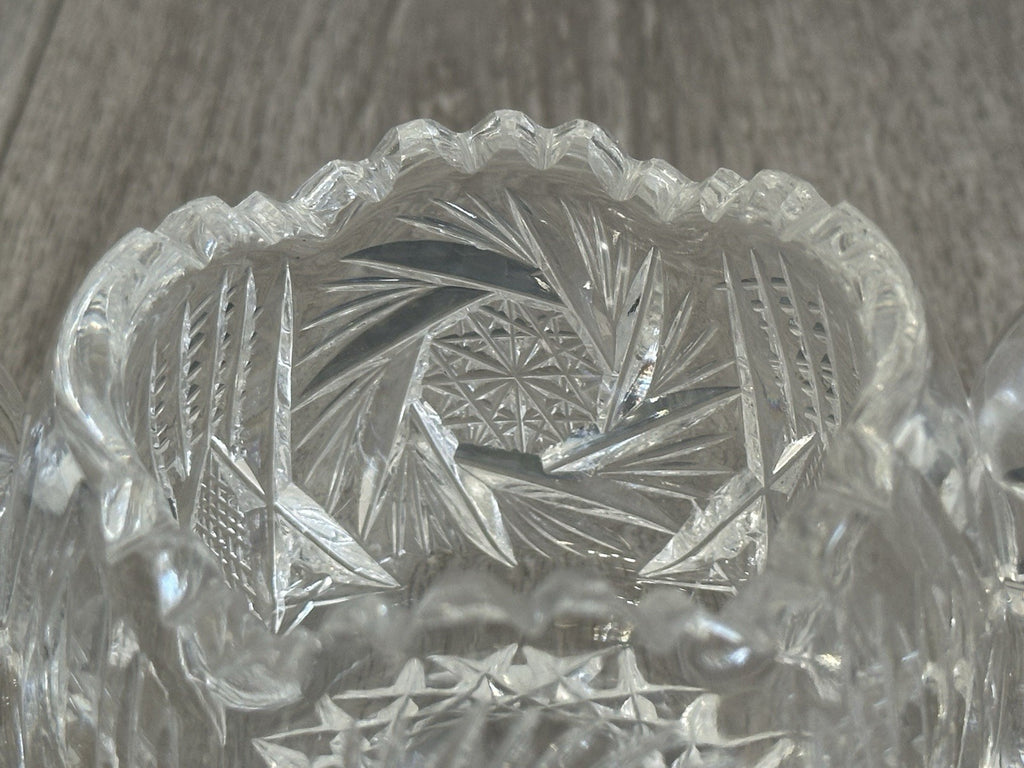 Mid Century Molded Glass Sugar bowl - Fire Polished ABP Style No Seems Starburst