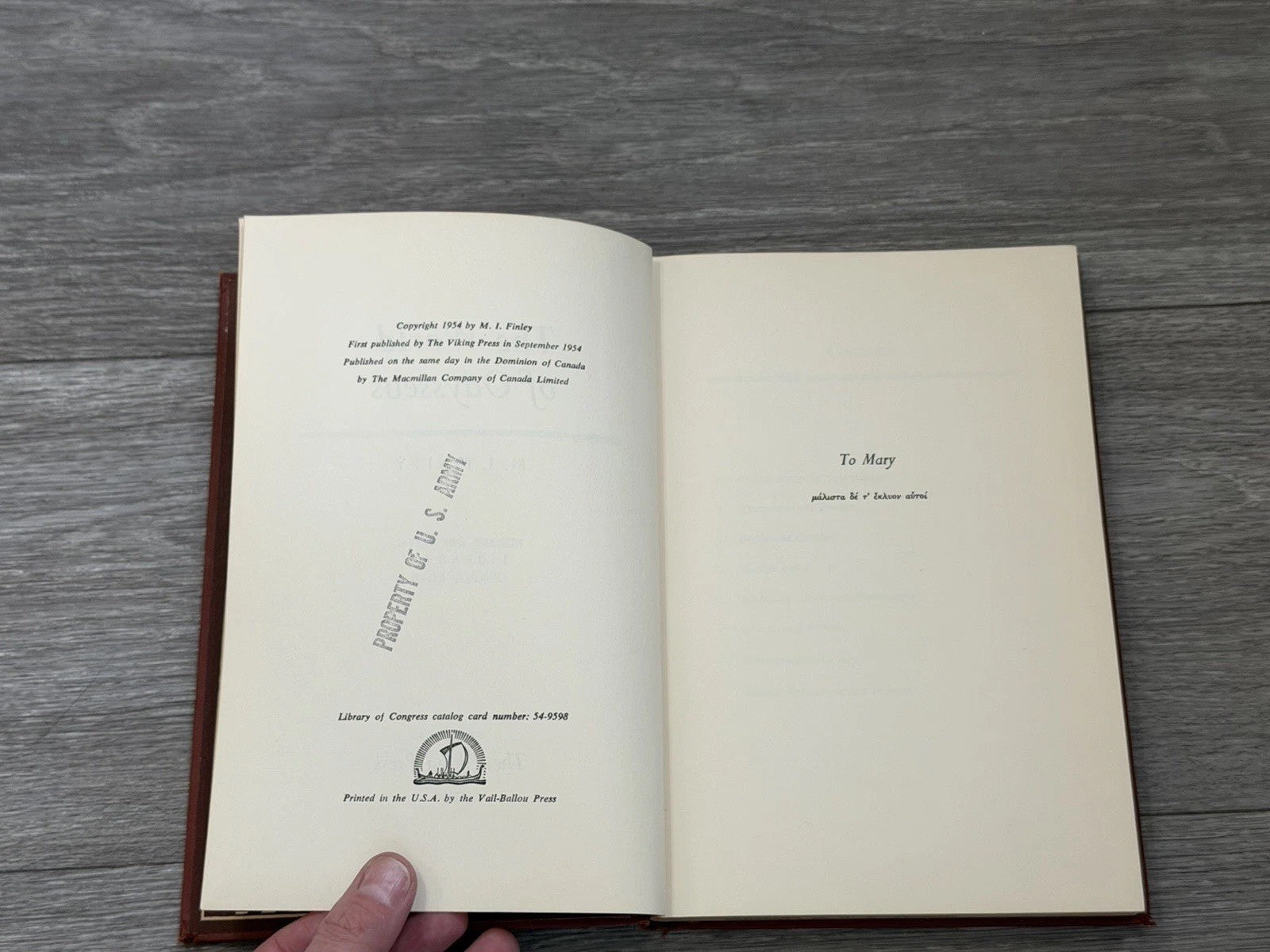 The World of Odysseus by M.I. Finley Hardcover 1954 Fair Condition Viking Press